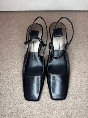 Dolce Vita Black Square-Toe Slingback Pumps